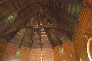 Hand-crafted_wooden_beam_ceiling_at_at_Llandaff_Oratory